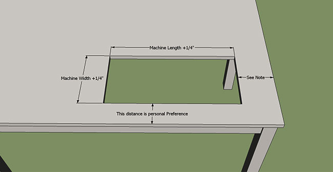 how to make a sewing table: Cut hole in table top